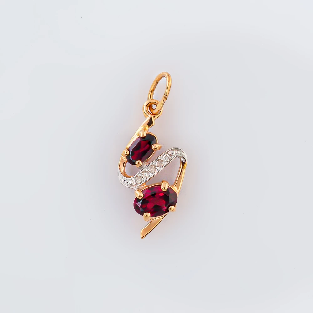 Подвес с гранатом из красного золота 585 пробы