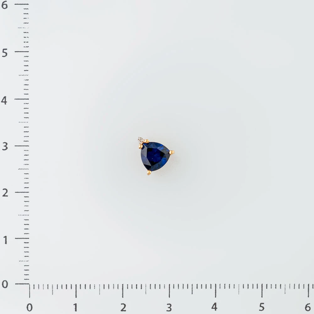 Подвес с сапфиром синтетическим из красного золота 585 пробы