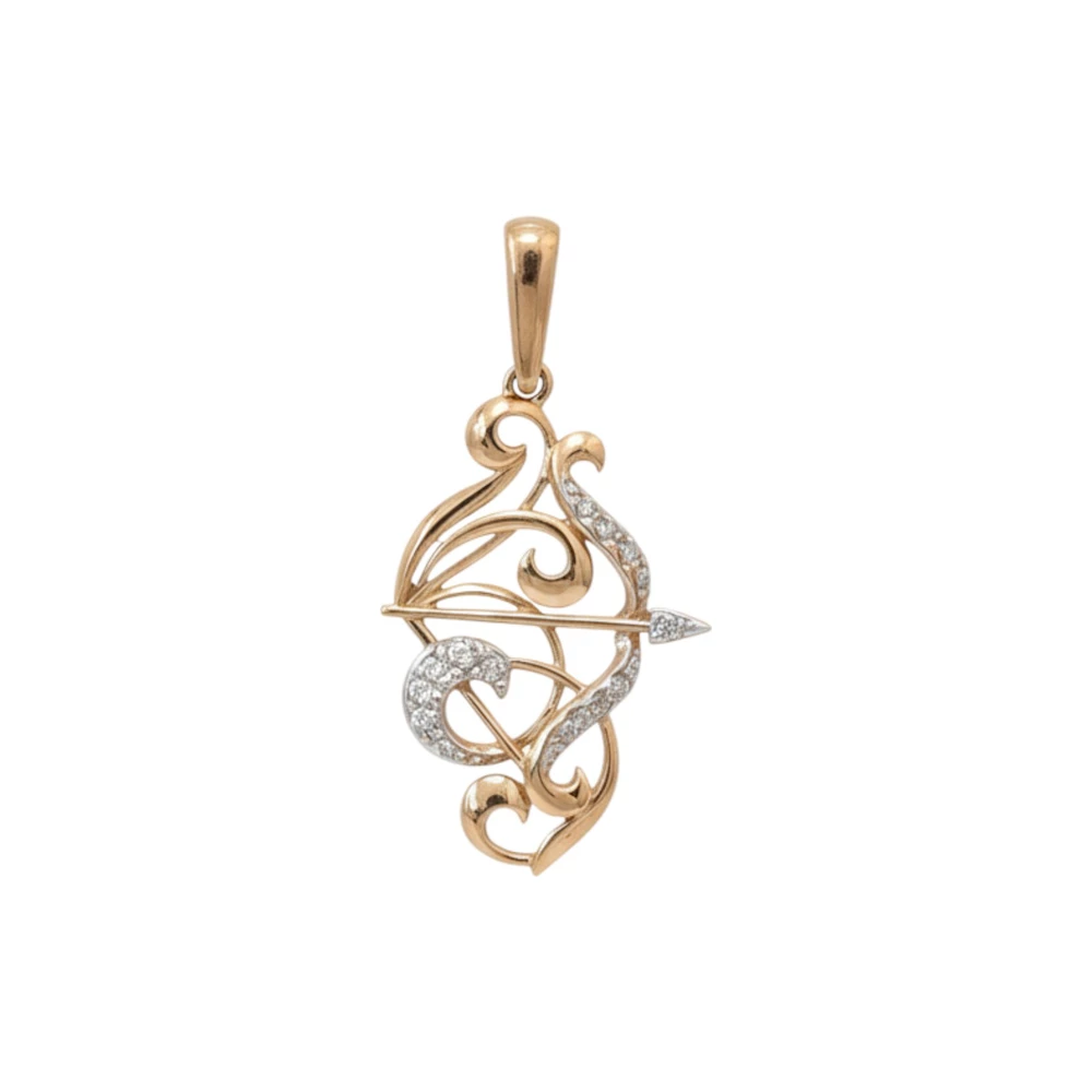 Подвес с фианитом из красного золота 585 пробы