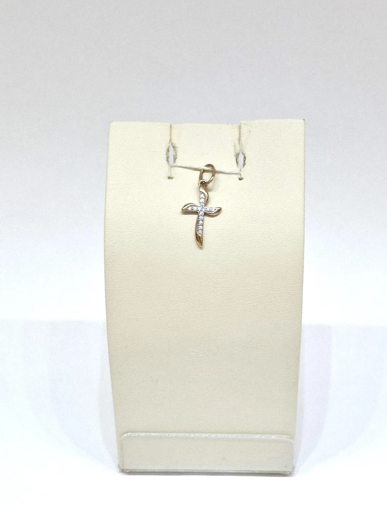 Подвес с фианитом из красного золота 585 пробы