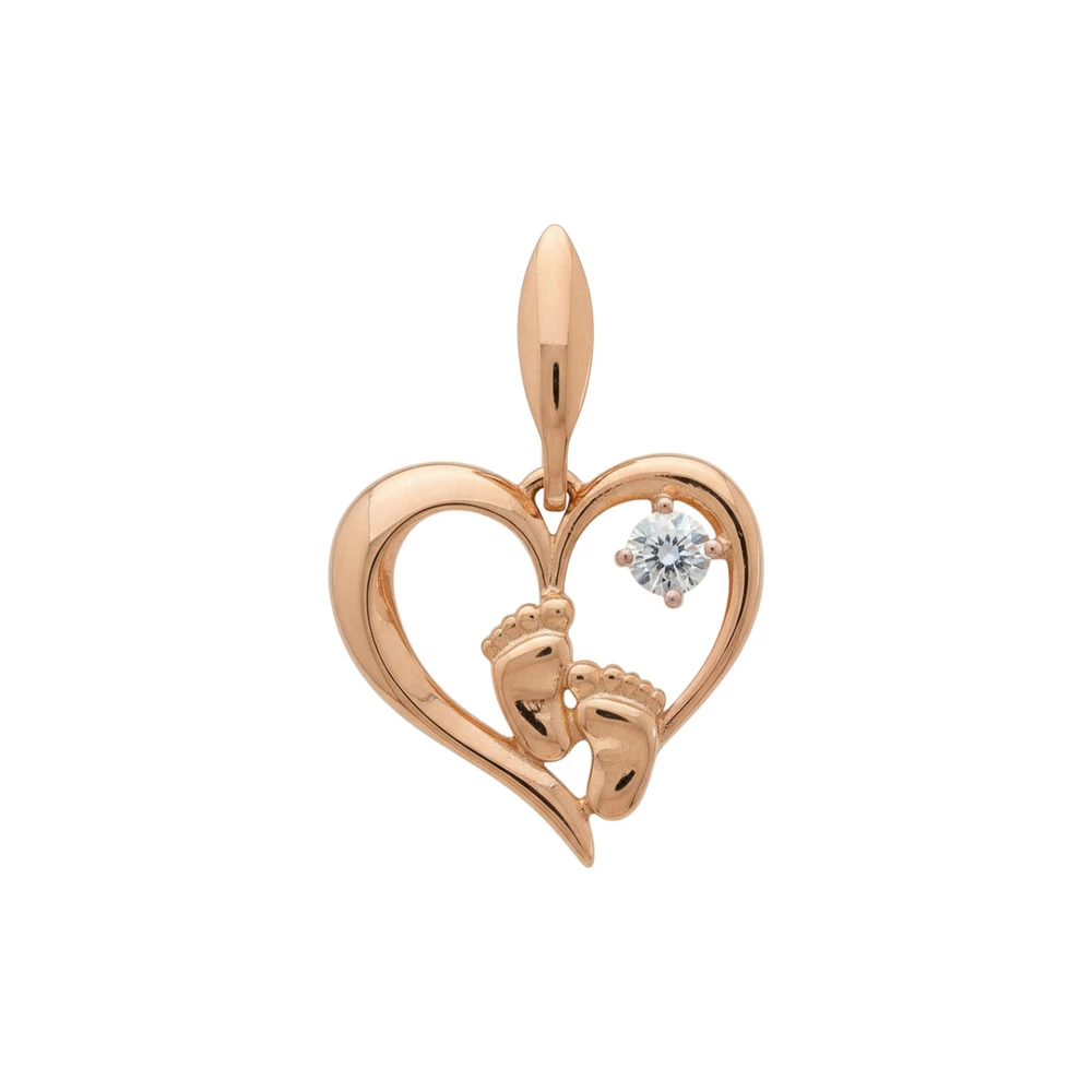 Подвес с фианитом из красного золота 585 пробы