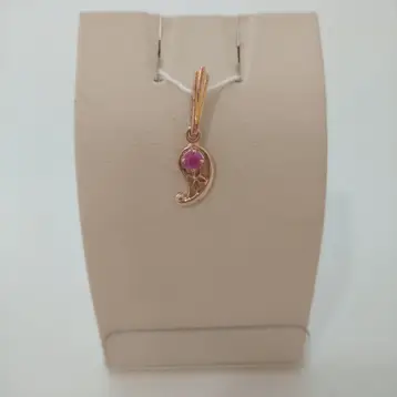 Подвес с рубином синтетическим из красного золота 583 пробы
