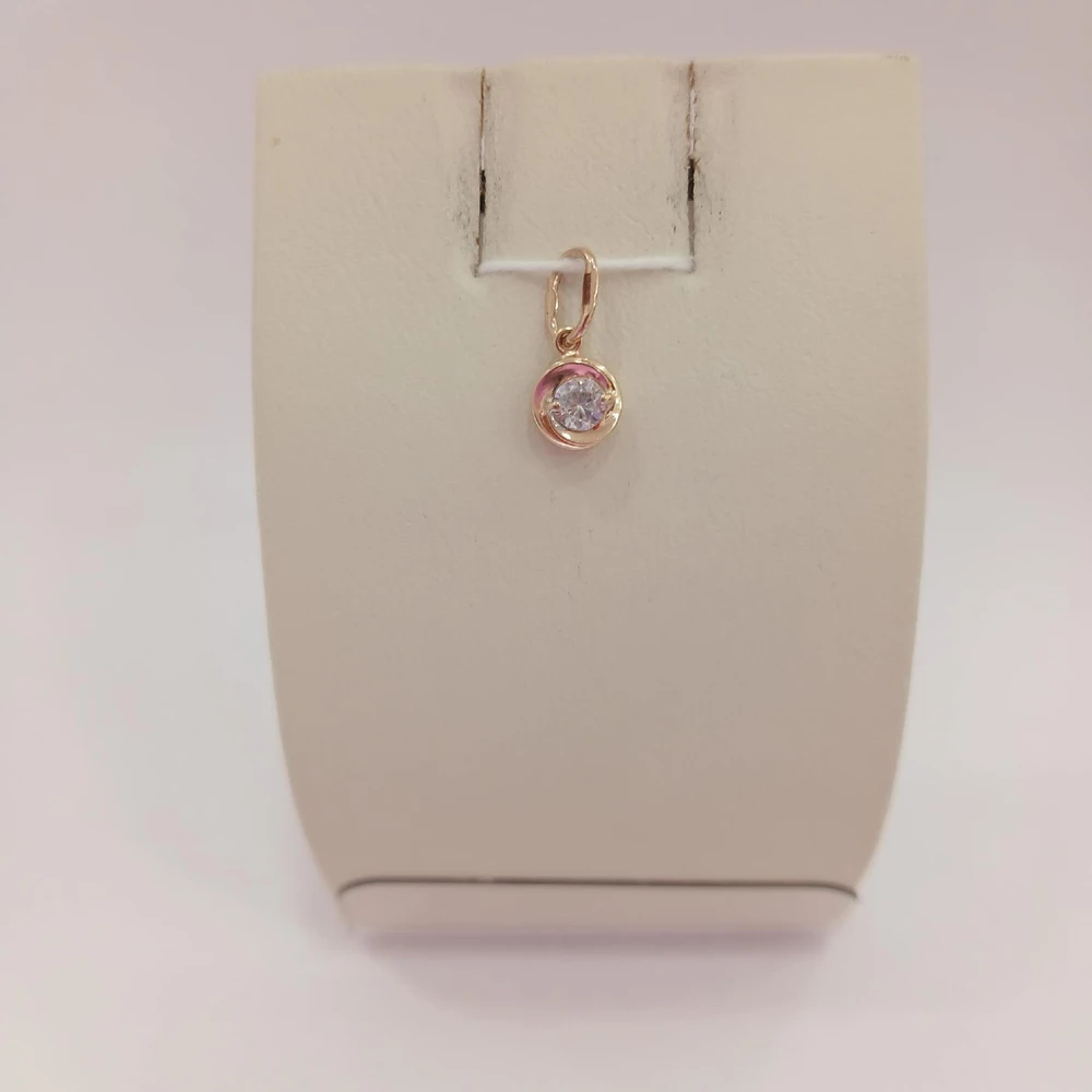 Подвес с фианитом из красного золота 585 пробы