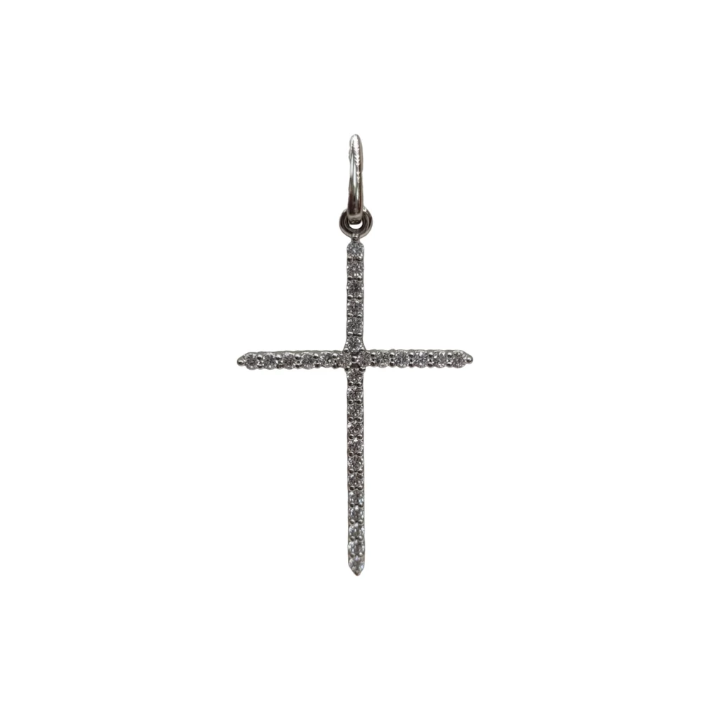 Подвес с фианитом из белого золота 585 пробы