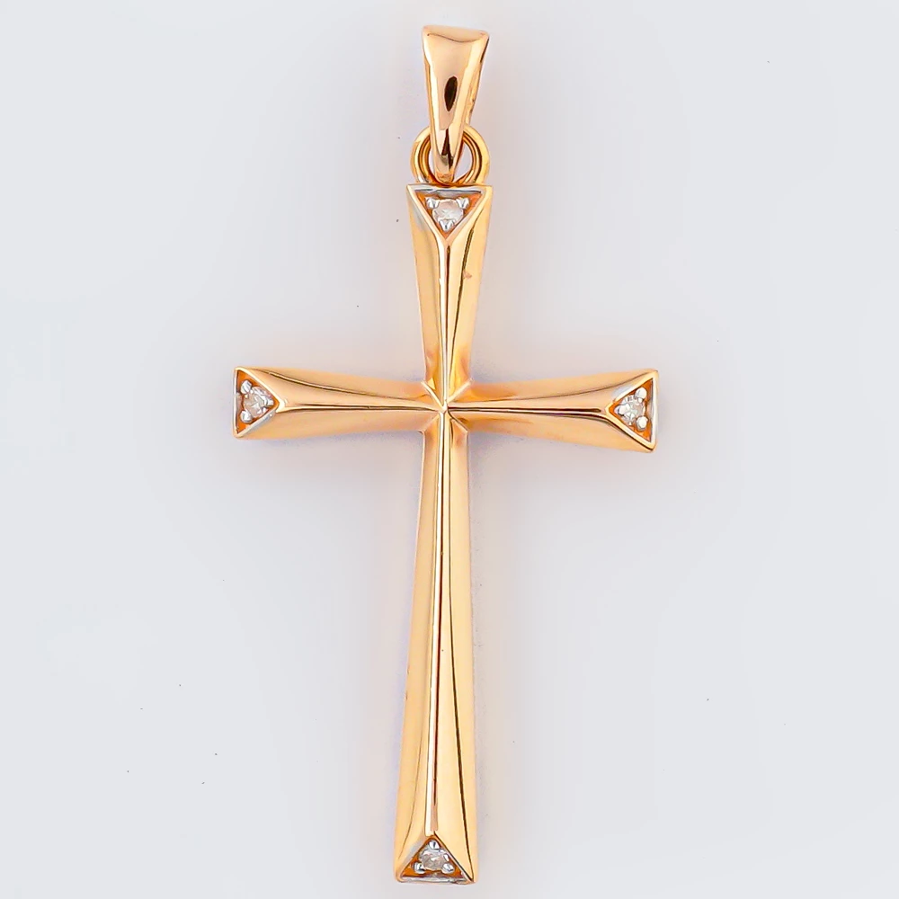 Подвес с бриллиантом из красного золота 585 пробы