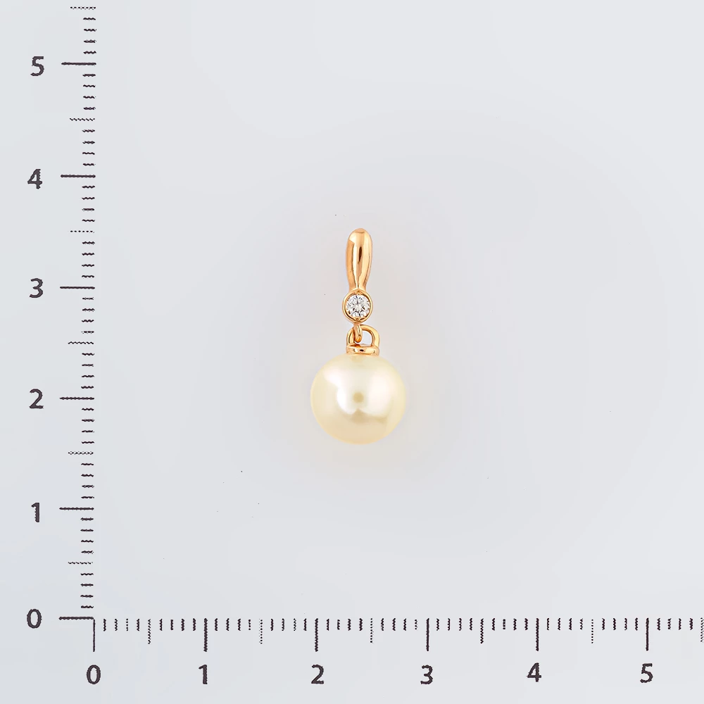 Подвес с культивированным жемчугом из красного золота 585 пробы