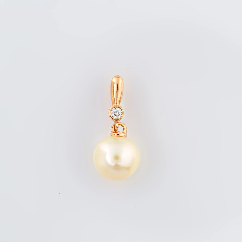 Подвес с культивированным жемчугом из красного золота 585 пробы