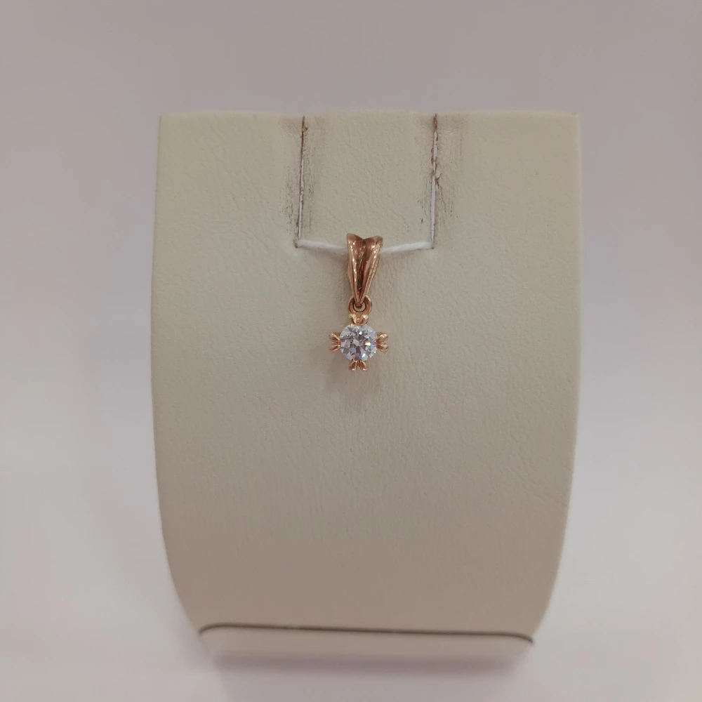 Подвес с фианитом из красного золота 585 пробы