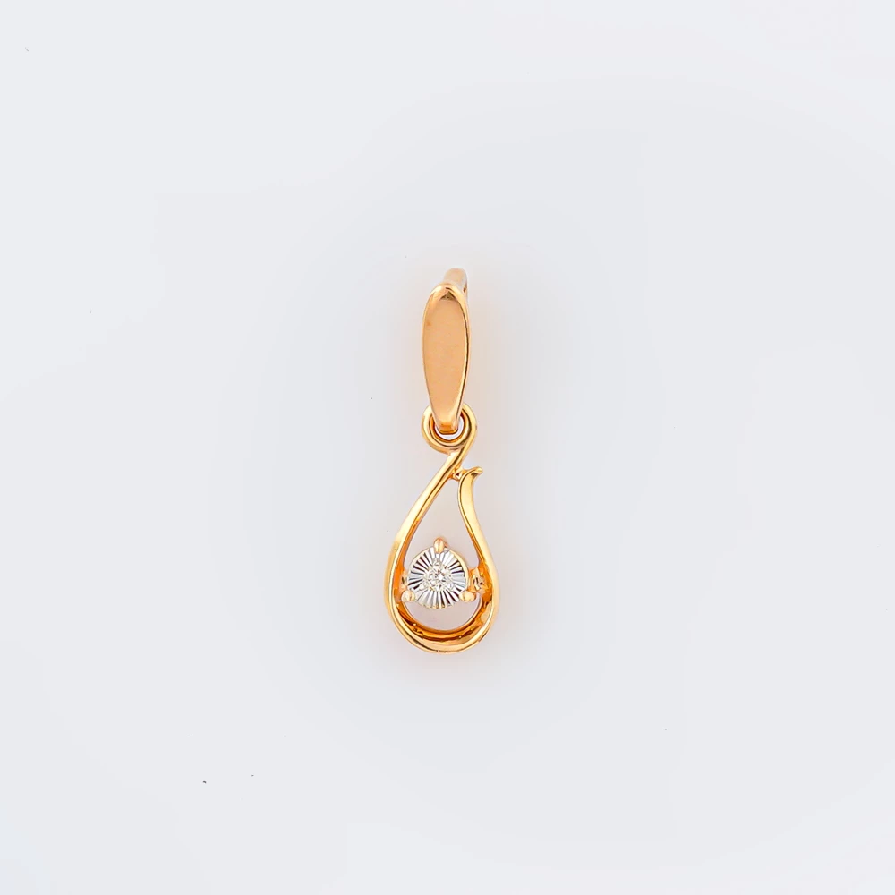 Подвес с бриллиантом из красного золота 585 пробы