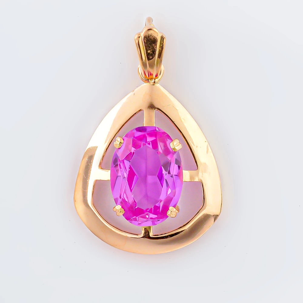 Подвес с фианитом из красного золота 583 пробы