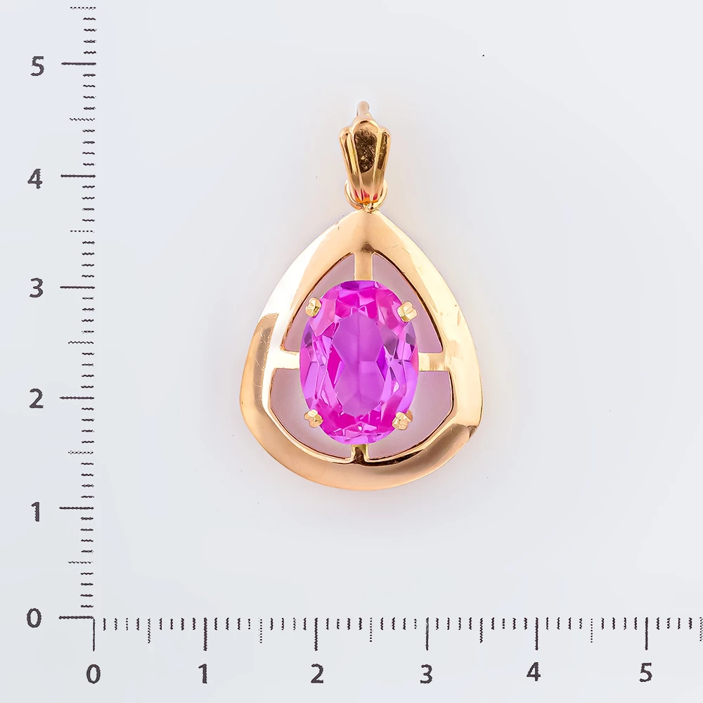 Подвес с фианитом из красного золота 583 пробы