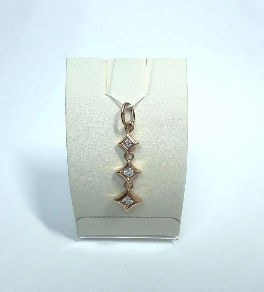 Подвес с фианитом из красного золота 585 пробы