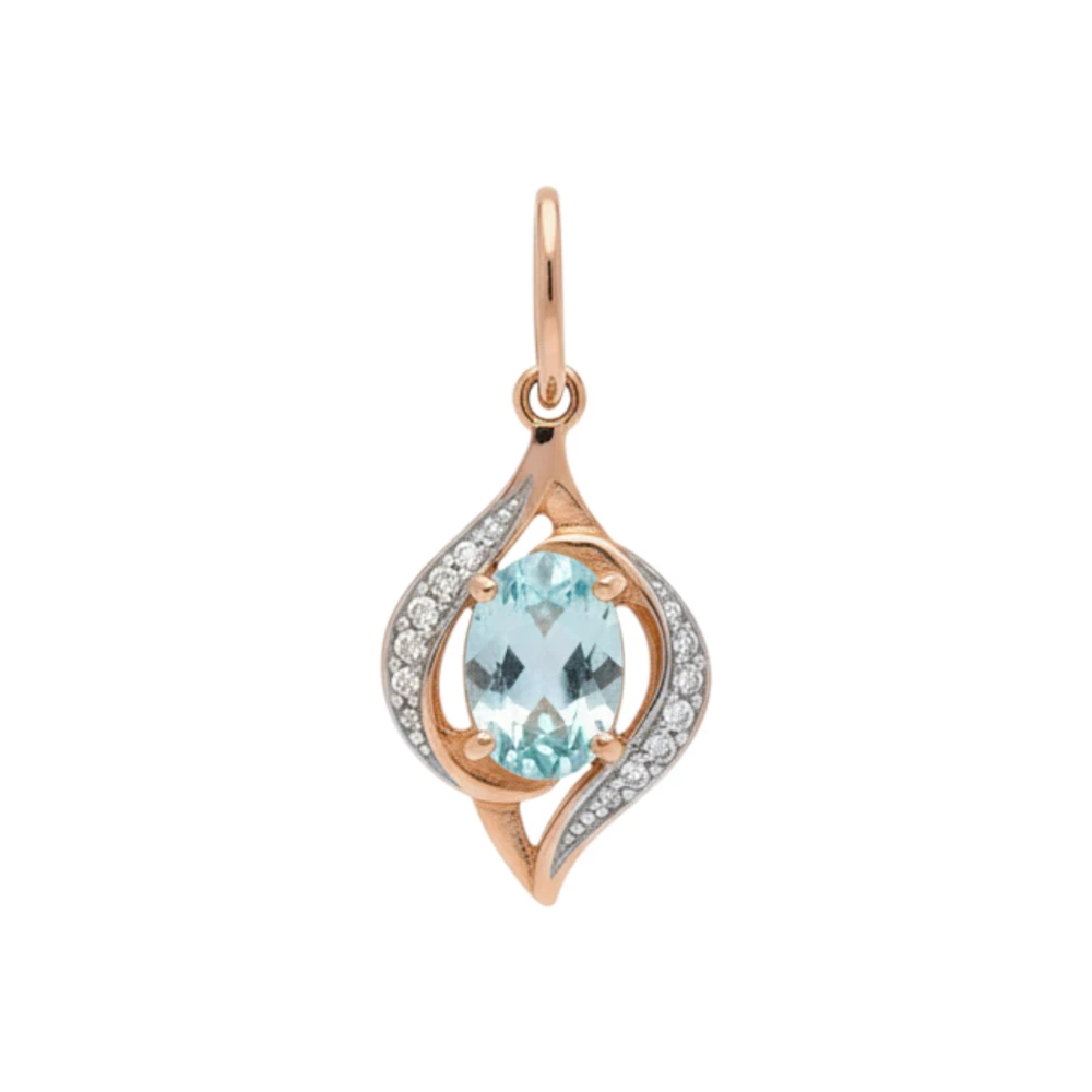 Подвес с топазом из красного золота 585 пробы