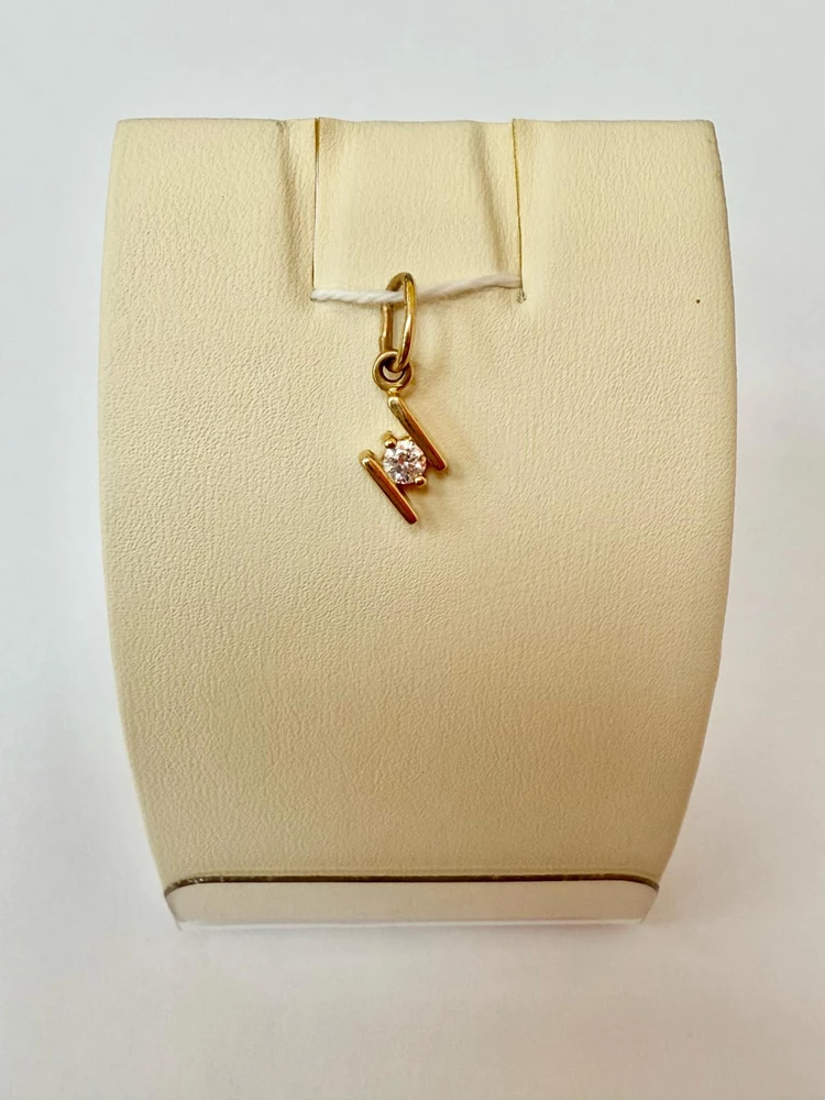 Подвес с фианитом из красного золота 585 пробы