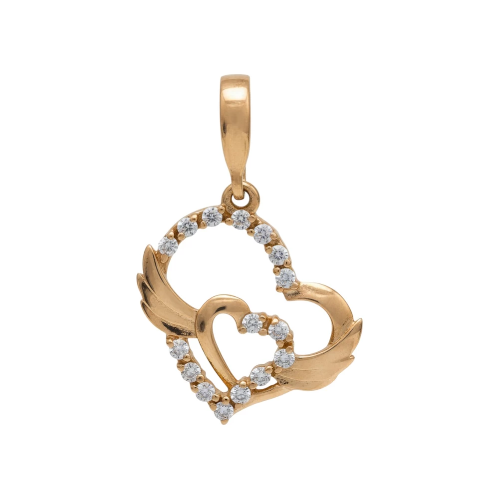 Подвес с фианитом из красного золота 585 пробы