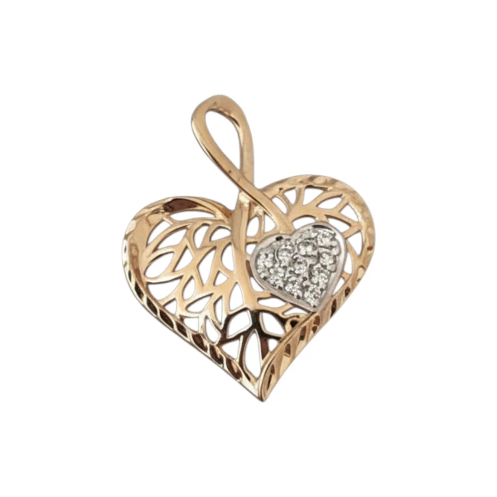 Подвес с фианитом из красного золота 585 пробы 1