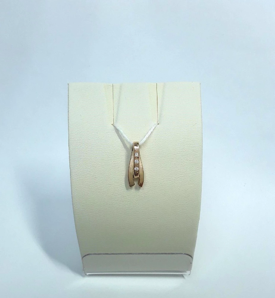 Подвес с фианитом из красного золота 585 пробы