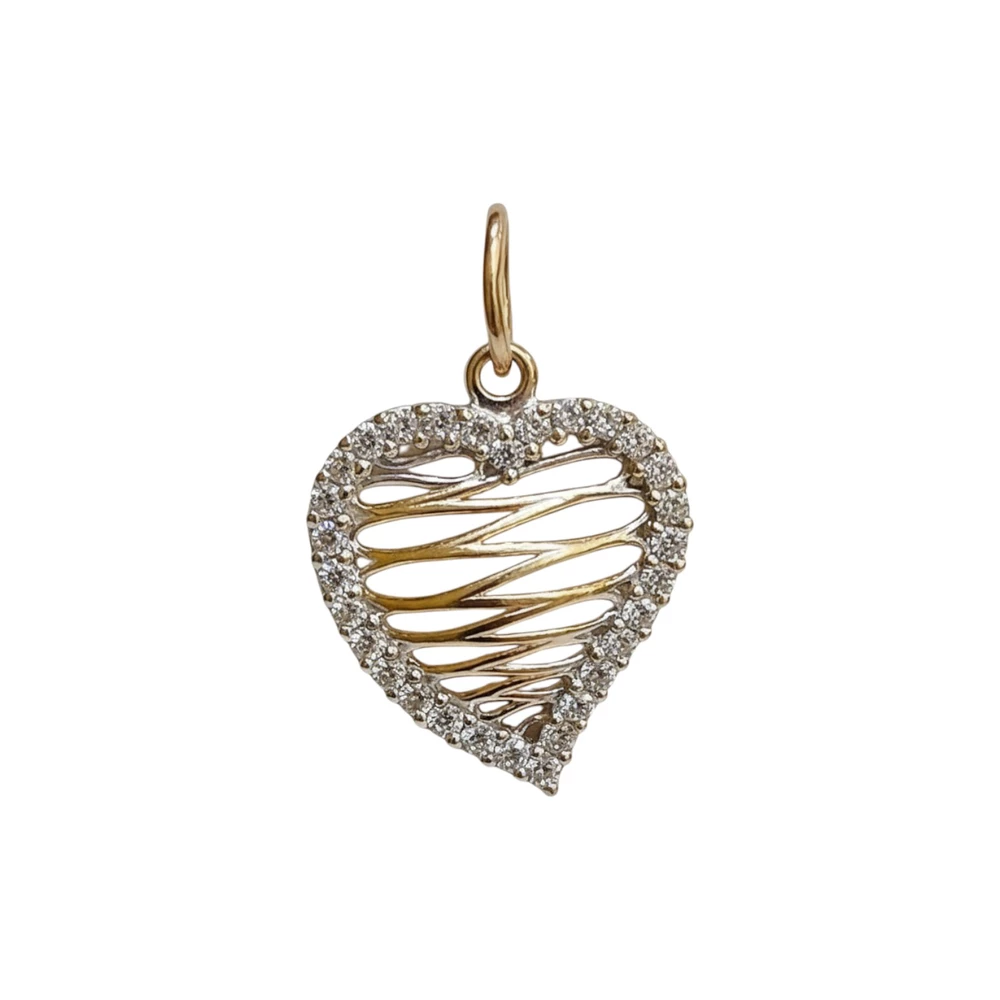 Подвес с фианитом из красного золота 585 пробы