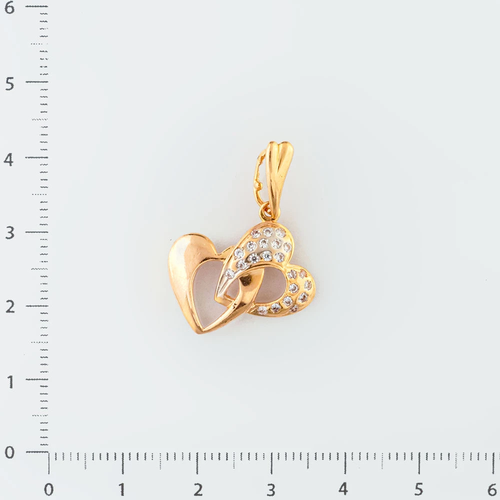 Подвес с фианитом из красного золота 585 пробы