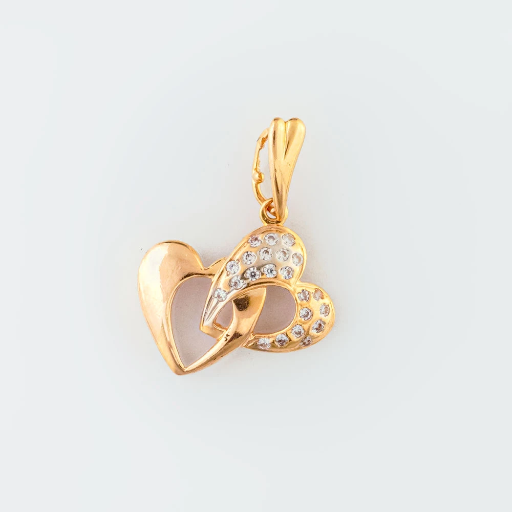 Подвес с фианитом из красного золота 585 пробы