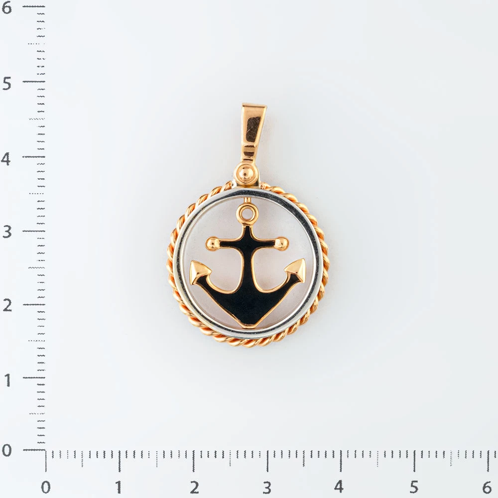 Подвес с эмалью из красного золота 585 пробы