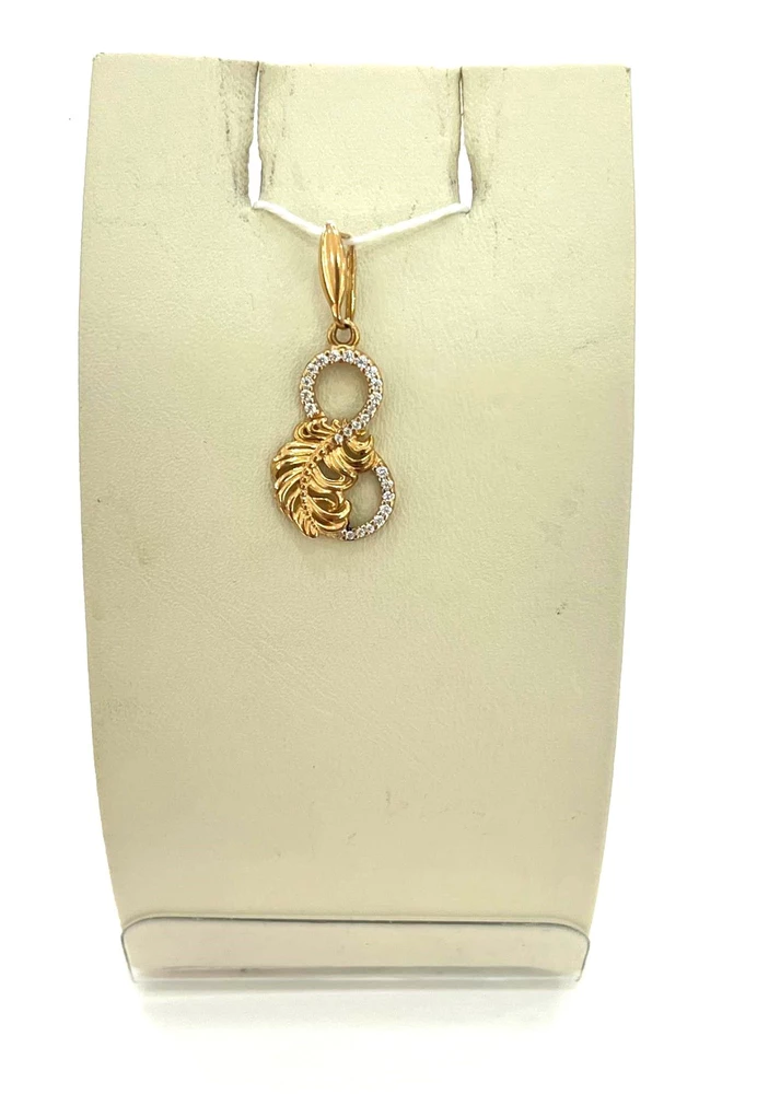 Подвес с фианитом из красного золота 585 пробы