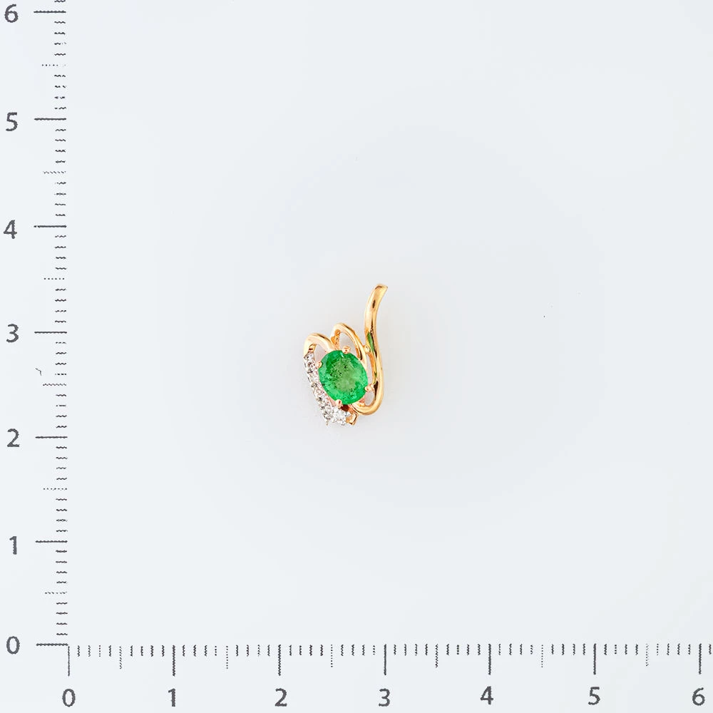 Подвес с изумрудом из красного золота 585 пробы