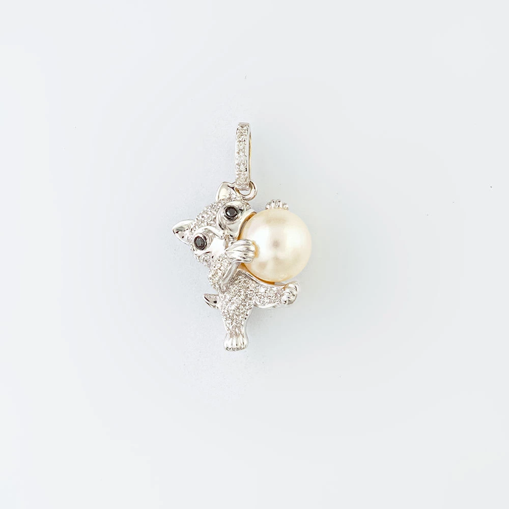 Подвес с культивированным жемчугом из белого золота 585 пробы