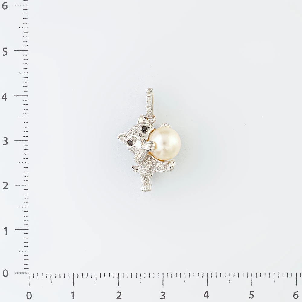 Подвес с культивированным жемчугом из белого золота 585 пробы