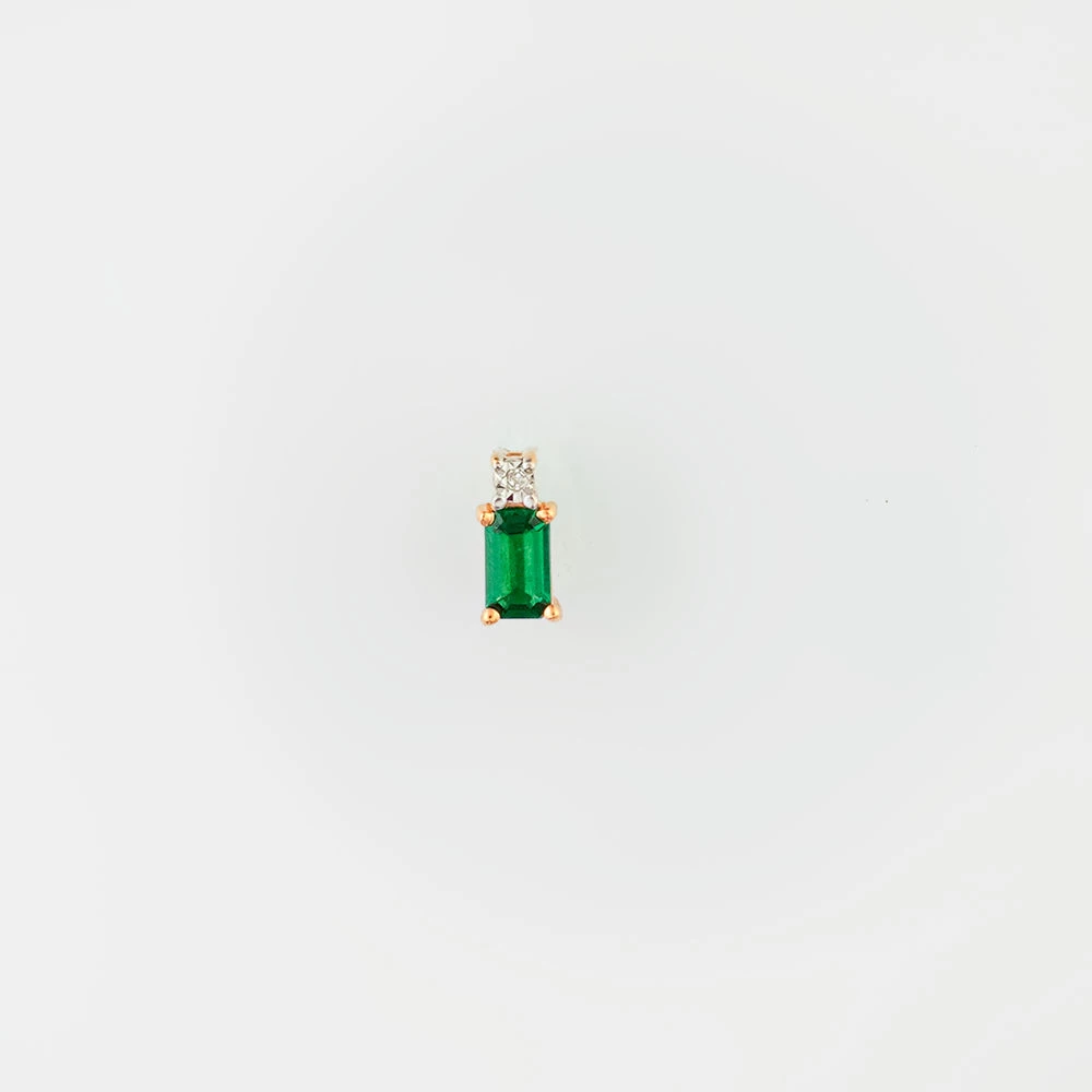 Подвес с изумрудом синтетическим из красного золота 585 пробы