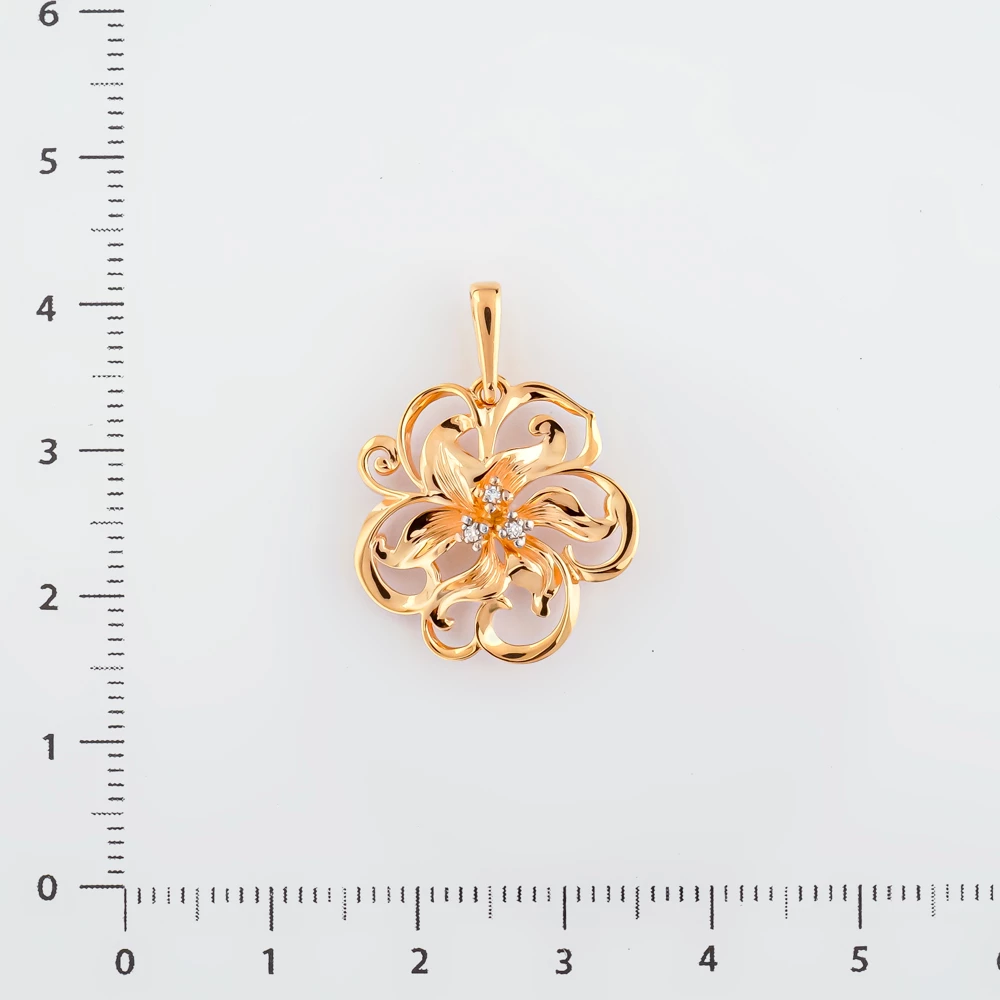 Подвес с бриллиантом из красного золота 585 пробы