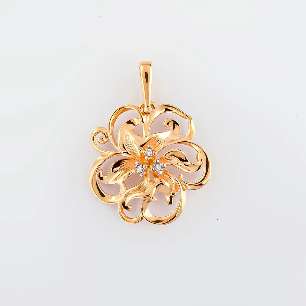 Подвес с бриллиантом из красного золота 585 пробы