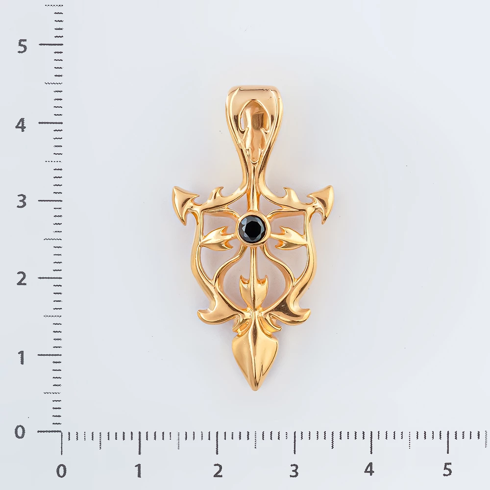 Подвес с фианитом из красного золота 585 пробы