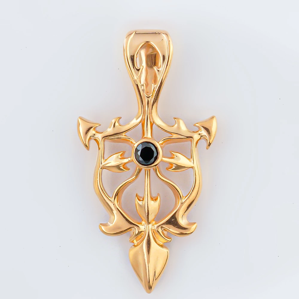 Подвес с фианитом из красного золота 585 пробы