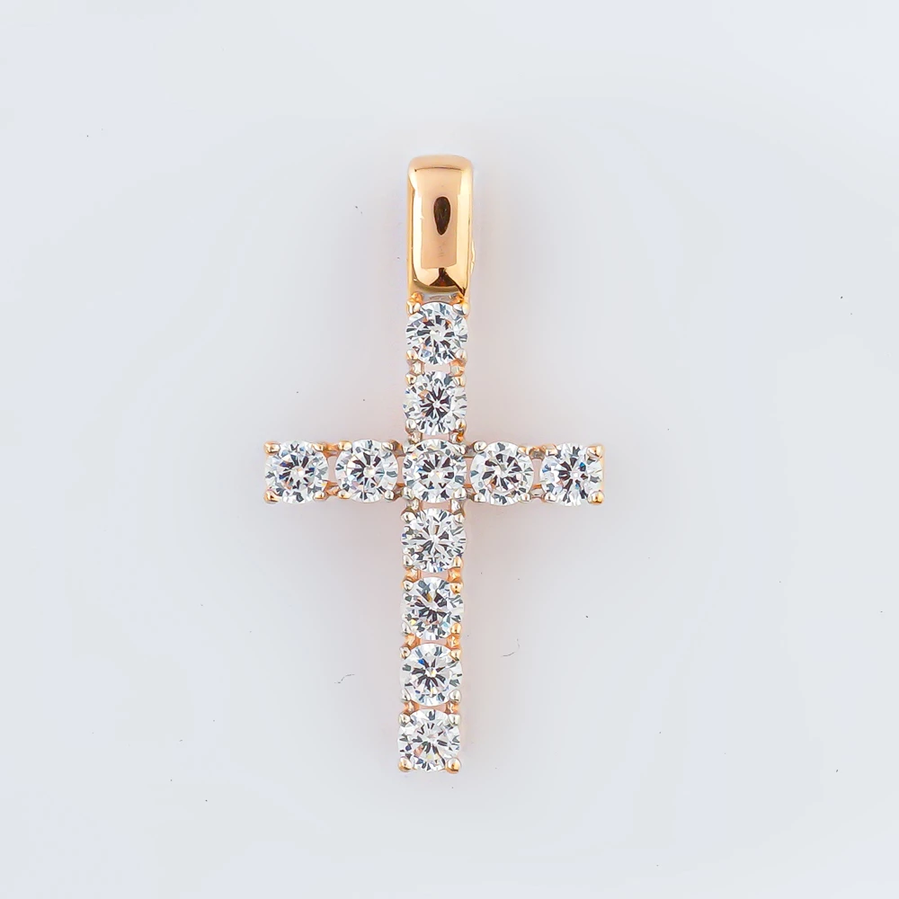 Подвес с фианитом из красного золота 585 пробы