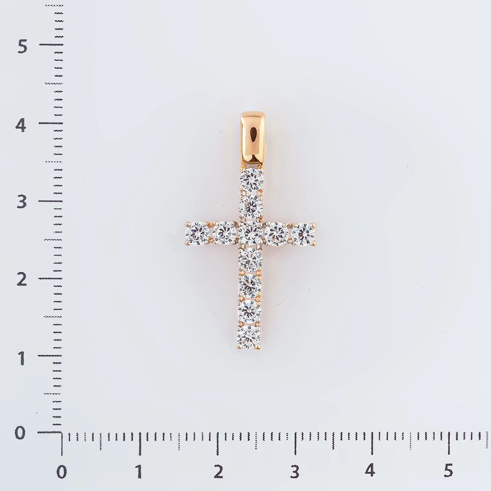 Подвес с фианитом из красного золота 585 пробы