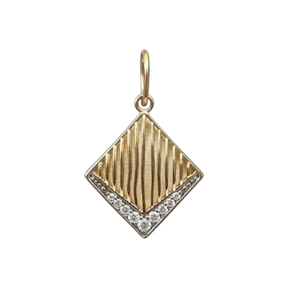 Подвес с фианитом из красного золота 585 пробы