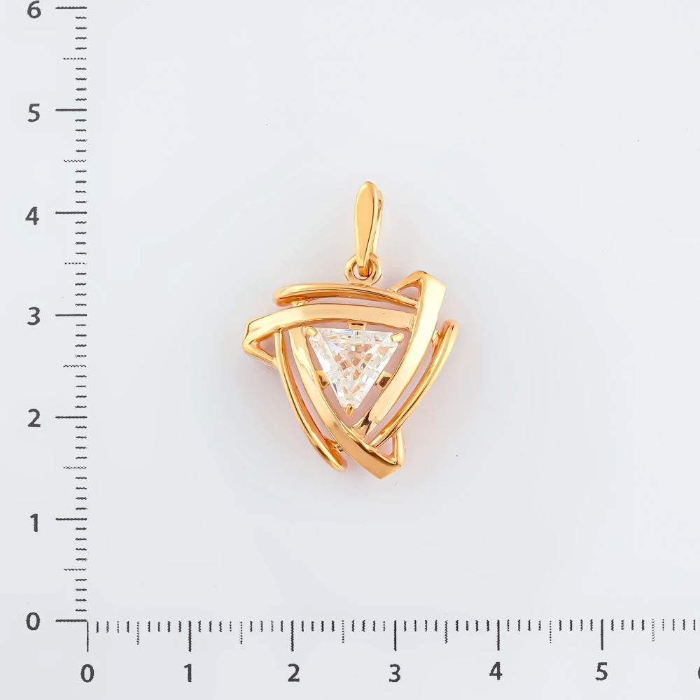 Подвес с фианитом из красного золота 585 пробы