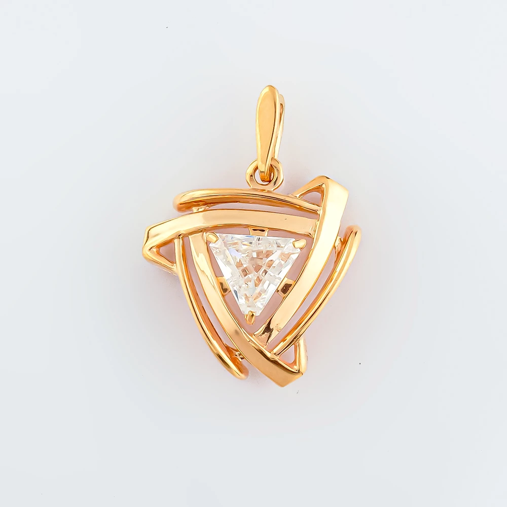 Подвес с фианитом из красного золота 585 пробы