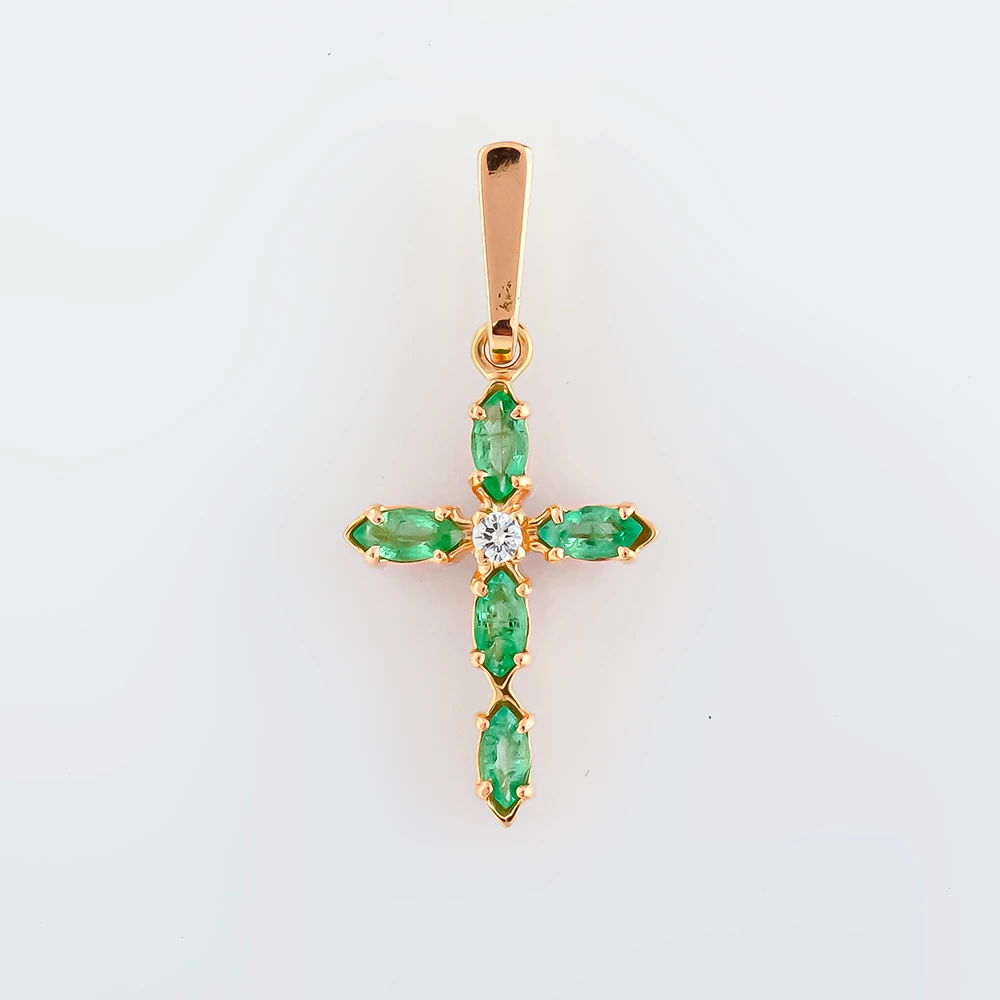 Подвес с изумрудом из красного золота 585 пробы