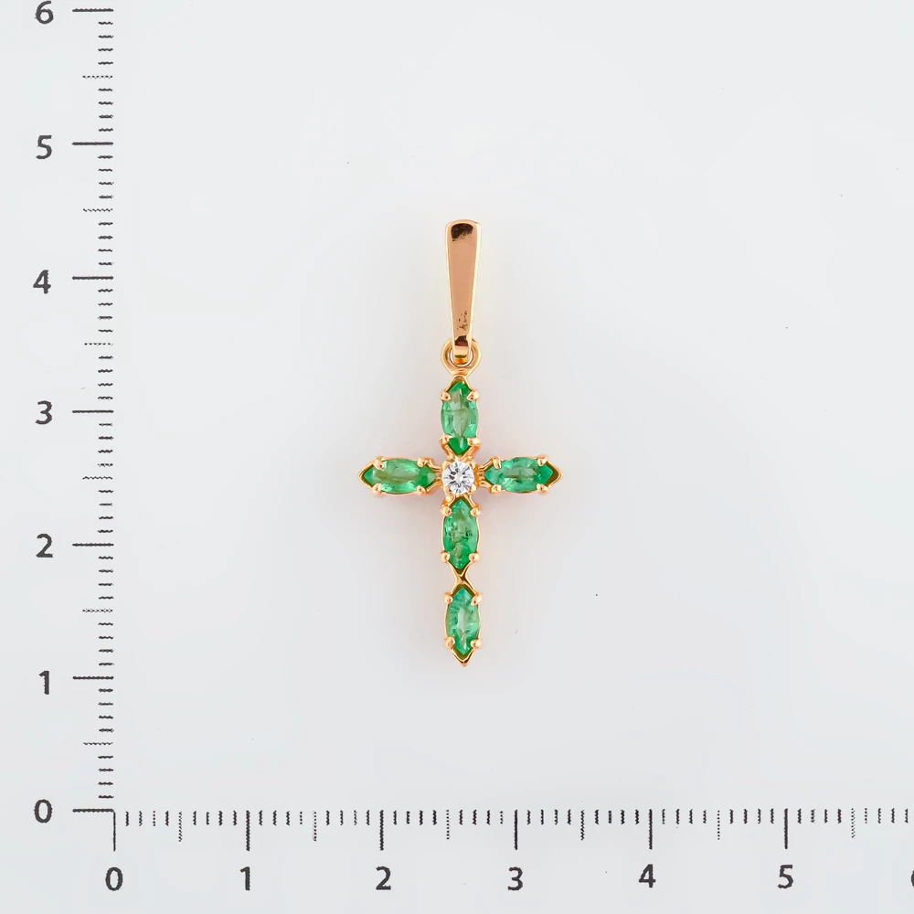 Подвес с изумрудом из красного золота 585 пробы