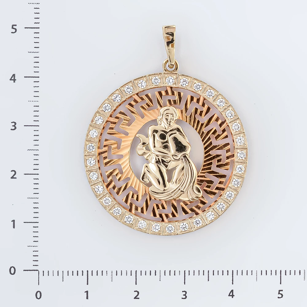 Подвес с фианитом из красного золота 585 пробы