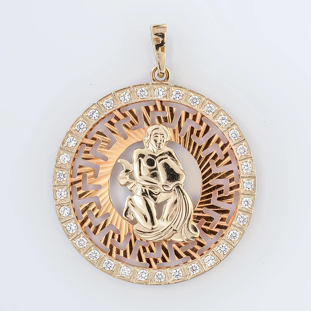 Подвес с фианитом из красного золота 585 пробы