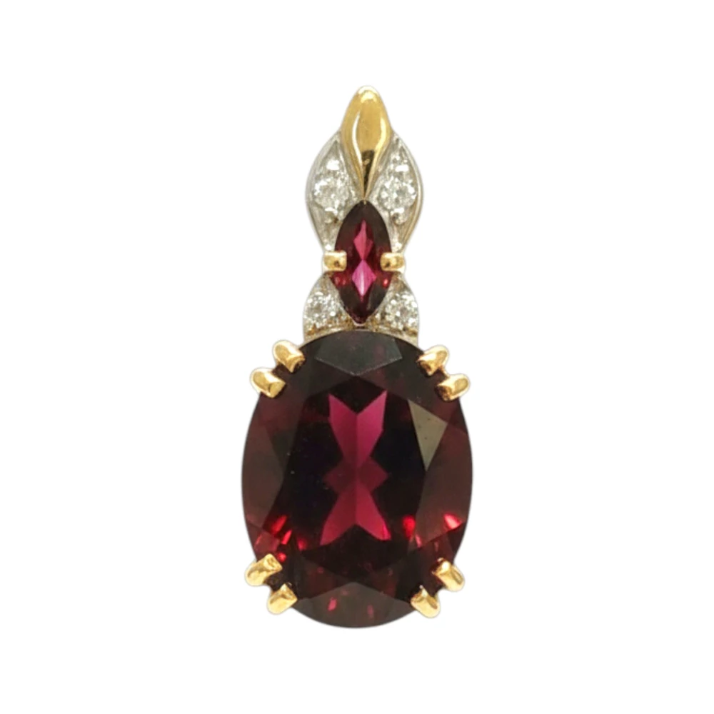 Подвес с гранатом из красного золота 585 пробы