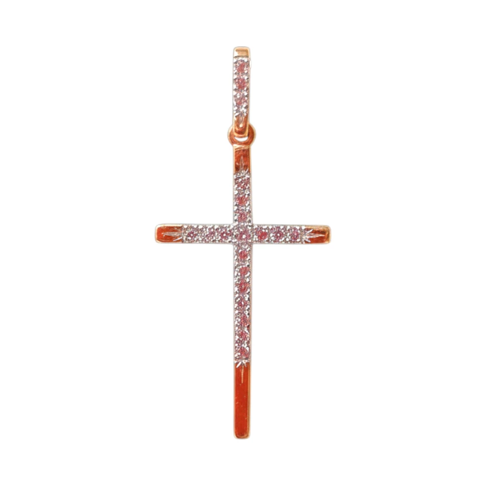 Подвес с фианитом из красного золота 585 пробы