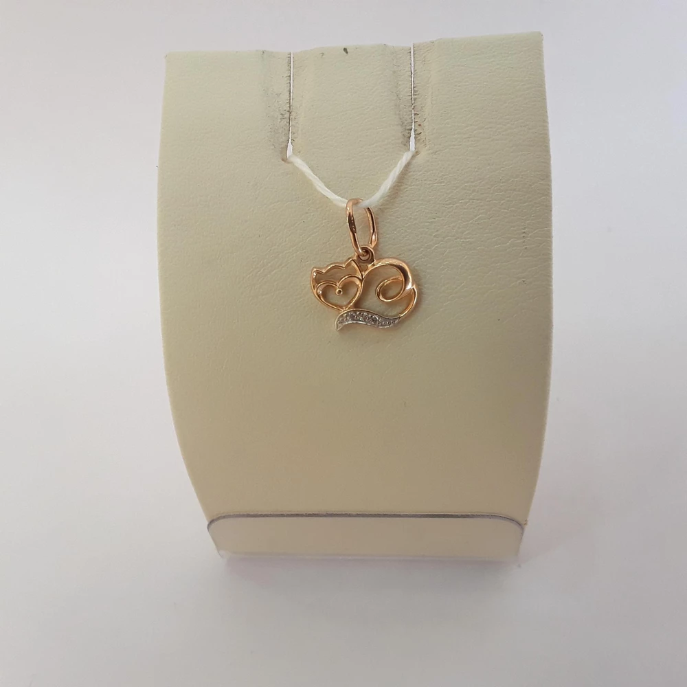 Подвес с фианитом из красного золота 585 пробы