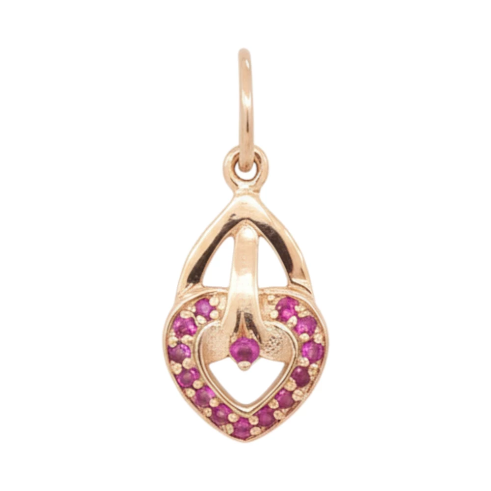 Подвес с рубином синтетическим из красного золота 585 пробы