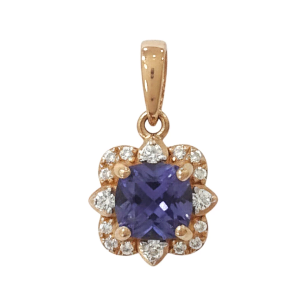 Подвес с фианитом из красного золота 585 пробы