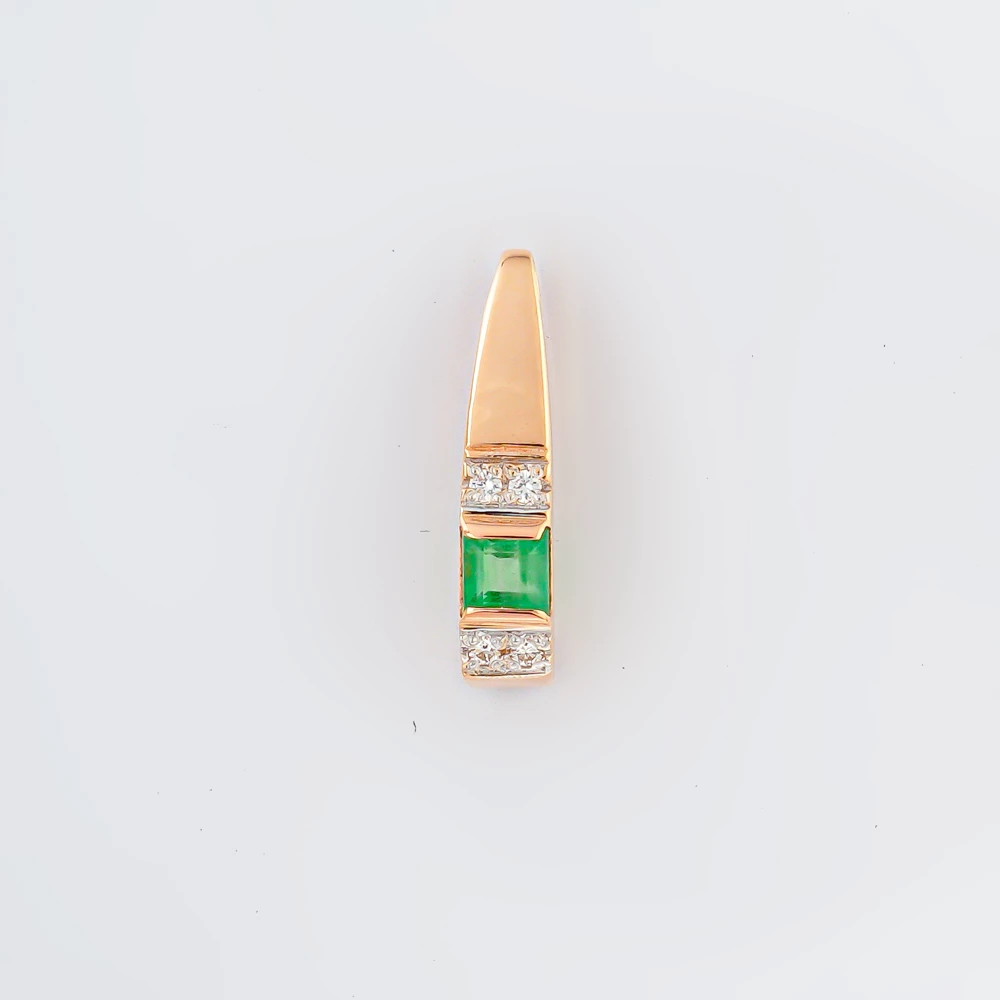 Подвес с изумрудом из красного золота 585 пробы