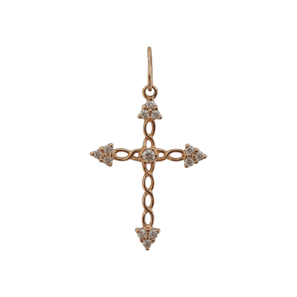 Подвес с фианитом из красного золота 585 пробы